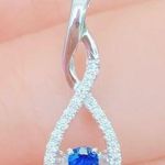 Sterling Silver S925  Synthetic Sapphire Necklace Photo 0
