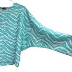 ISLE By Melis Kozan Blue White Sweater Top Asymmetrical Design Large Photo 2