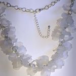 Silver Tone Frosted White Clear Beaded Chunky Boho Statement Necklace Photo 1