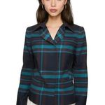 Hugo Boss Blue/brown/navy Plaid Virgin Wool Snap Buttons Blazer size 6 Photo 1