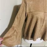 DO+BE Faux Suede blouse top Bell sleeves bohemian TAN SMALL Hippie western NEW Photo 2