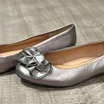 Corso Como  pewter ballerina flats with funky flower adornment on the toes. Photo 2