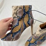 EXPRESS NWT  90s Style Gray Blue Multi Snake Print Stiletto High Heel Boots US 7 Photo 3