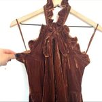 Anthropologie KRISTINIT VELVET halter JUMPSUIT NWT brown burnt orange color S Photo 7