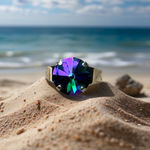 Handcrafted ring made with Swarovski emerald glacier crystal adjustable fit Green Photo 0