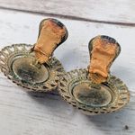 Vintage Clip On Earrings Faux Pearl with Gold Tone Heart Halo Photo 5