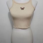 Princess Polly  Beige Ribbed Butterfly Cropped Tank Top Size 6 Photo 1