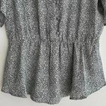 Sienna Sky  Dalmatian Print Black and White Button Down Peplum Blouse, Size Med Photo 3