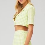 For Love & Lemons Green Gingham Checkered Blazer S. $167 Photo 2