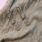 Hand Painted Lotus Blossom Asian Influenced Green Short Sleeve Blouse Pink Size M Photo 2