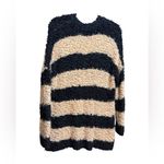 Free People  Marshmallow Cardigan Sweater Oversized Chunky Knit Taupe/Black Sz S Photo 3