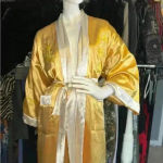 Kimono In Beige And White Silk Reversible One Size Kimono. E28 Gold Photo 9