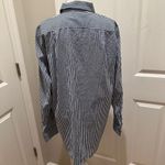 ZARA Women's XS Blue Striped Embroidered Poplin Button-Up Long Sleeve Shirt Photo 3