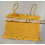 BCBGeneration NEW  Crop Tank Top Womens XXS Yellow Smocked Stretch Ruffle Photo 4
