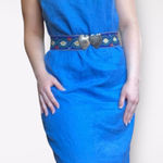 Casual Corner Blue Linen‎ Maxi Dress Size 6 Vintage Classic Coastal Boho Minimal Photo 0