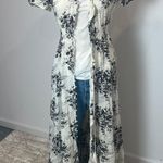 SheIn Long Button Up Cinched Waist Black & Cream Short Sleeve Dress Photo 0