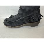 UGG  Women’s Shoreline Boots Size 9 Black Suede Shearling Fringe Lace Up 5755 Photo 7