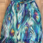 Bebe 2B  Strapless Sweetheart Peacock Hi-Lo Dress Sz S Photo 2