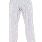 Fabletics PURELUXE OASIS IRIDESCENT SILVER PINK MERMAIDCORE HIGH RISE LEGGINGS Photo 2