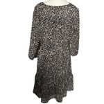 Soft Surroundings Dress M Black Beige Print Tassel Tie Long Sleeve Boho Photo 3