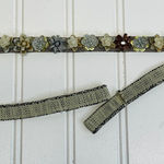 Beaded Flowers Stretch Belt Narrow Boho Shabby Chic Cottage Photo 0
