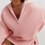 Aerie Women’s Beyond Quarter Zip Sweater Size Medium Pink Oversized Cabincore Photo 0