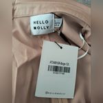 Hello Molly Beige SatinCross Open Front Collared Long Sleeve Crop Top Large NEW Photo 3