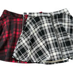 Hot Topic Plaid O-Ring Skater Skirt Lot of 2 SZ S Black & White, Red & Black Photo 0