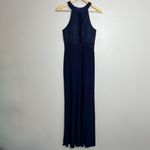 Nightway NW Navy Blue Halter Maxi Gown Dress Photo 3
