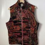 Chico's Velvet Paisley Abstract Print Artsy Unique Silk Quilted Vest Lagum 3 XL Photo 0