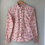 Anthropologie Odille Mouse & Cheese Novelty Print Button Down Shirt Pink Size 4 Photo 2