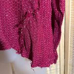 Juicy Couture Deep Red Cropped Vneck Sweater Metallic Collar Ragged Edges Large Photo 7