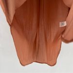 Nine West  Terracotta Lightweight Satin Button-Down Cap Sleeve Shirt NWT Size S Photo 3