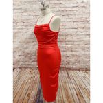 Princess Polly  Red Spaghetti Strap Lace Neckline Ruched Satin Dress Size 6 Photo 3