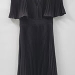 EXPRESS  Pleated‎ Dress Womens S Black Silky Satin Puffy Sleeve Smock Waist Flowy Photo 0