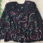 Laurence Kazar  Vintage Sequin Open Front Jacket Photo 5