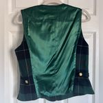 Vtg Laurel Virgin wool tartan plaid satin vest blues greens gold button regal 40 Green Size undefined Photo 5