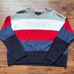 Tommy Hilfiger Women's Multi-Stripe Logo Bubble Logo Crewneck Sweater Size Large Photo 0