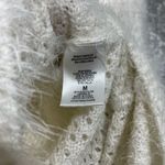 Gibson Latimer  White & Metallic Thread Open Weave Sweater - Size Medium - Stripe Photo 4