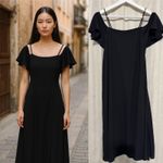 ASOS Black Flutter Sleeve Square Neck Midi Off The Shoulder Dress Women Size 0 Photo 1