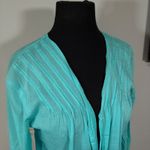 Athleta Turquoise Blue Sheer Lightweight Long Sleeve Swim Cover Women's M Photo 3