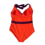 Boden Swimsuit Orange Purple Halter Neck One Piece Womens Size 16 Photo 3