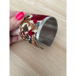 Light Pink Flower Embroidery Cuff Bracelet Red Photo 1