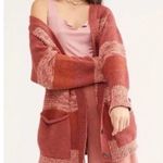 Free People  Southport Beach Cardigan Sweater Pink Stripe Boho XS Photo 5
