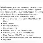 White House | Black Market WHBM navy blue open front shawl collar long line cardigan sweater jacket Size XS Photo 7