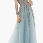 Mac Duggal NWT  20295‎ Embellished Long Sleeve A Line Gown Platinum Size 16 Photo 0