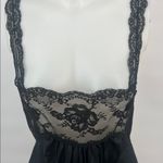 Vintage 1970s Montgomery Ward Elegant Black nylon sheer Lace Trim slip Dress Size M Photo 11