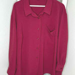 Fred David ‎ Burgundy Long Sleeve Button Up Top with Pocket 2XL Photo 0