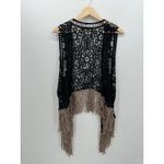 Origami Women Black Crotchet Vest Cardigan Size S/M Boho Festival Hippie Country Size M Photo 1
