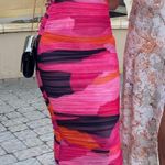 House Of CB Pink Black Sasha Multicolored Strapless Ruched Bodycon Midi Dress Photo 11